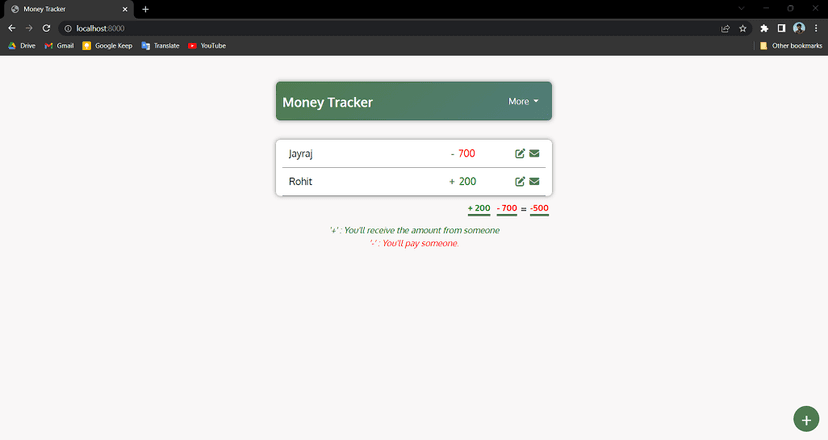 Money tracker